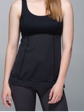 Lululemon Elevate Cinch Waist Tank Top Scoop Neck Black Stripe Sz 6 Flowy Back